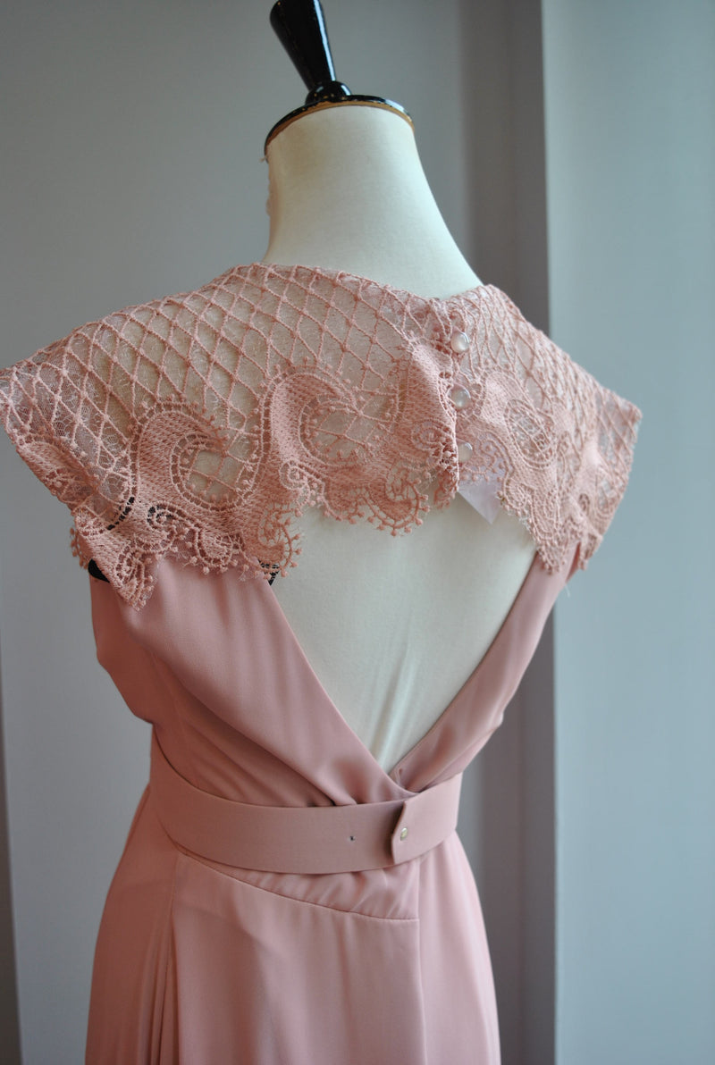 CLEARANCE - BLUSH PINK LONG SUMMER MAXI DRESS WITH LACE SLEEVES AND OP Le Obsession Boutique CLEARANCE - BLUSH PINK LONG SUMMER MAXI DRESS WITH LACE SLEEVES AND OP Le Obsession Boutique