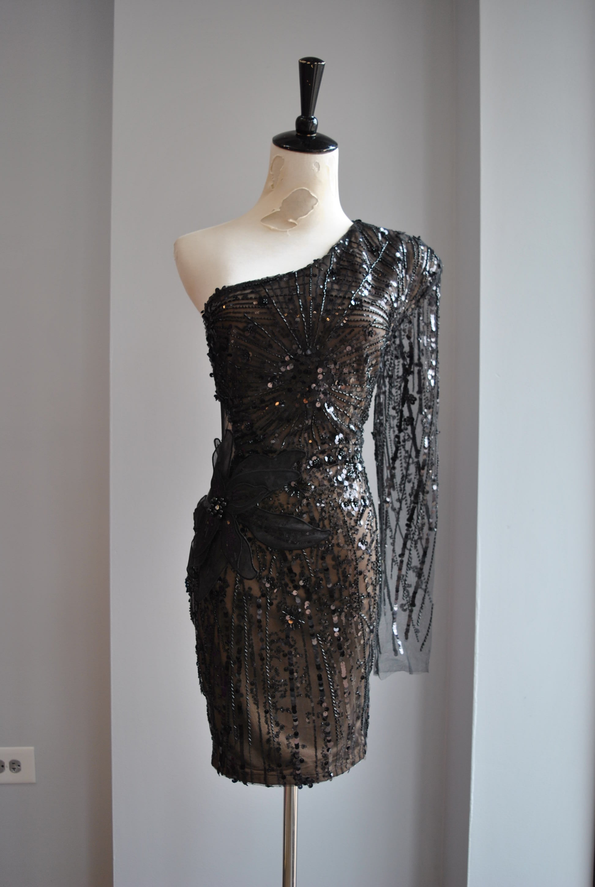 CLEARANCE - BLACK SEQUIN MINI ASYMMETRIC PARTY DRESS Le Obsession Boutique CLEARANCE - BLACK SEQUIN MINI ASYMMETRIC PARTY DRESS Le Obsession Boutique