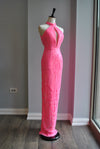 HOT PINK SEQUIN LONG EVENING GOWN