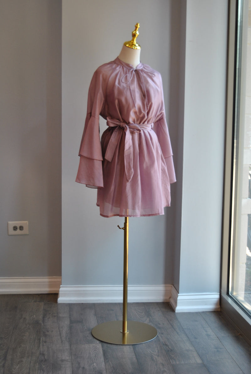 DUSTY PINK TUNIC DRESS WITH BELT