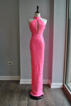 HOT PINK SEQUIN LONG EVENING GOWN