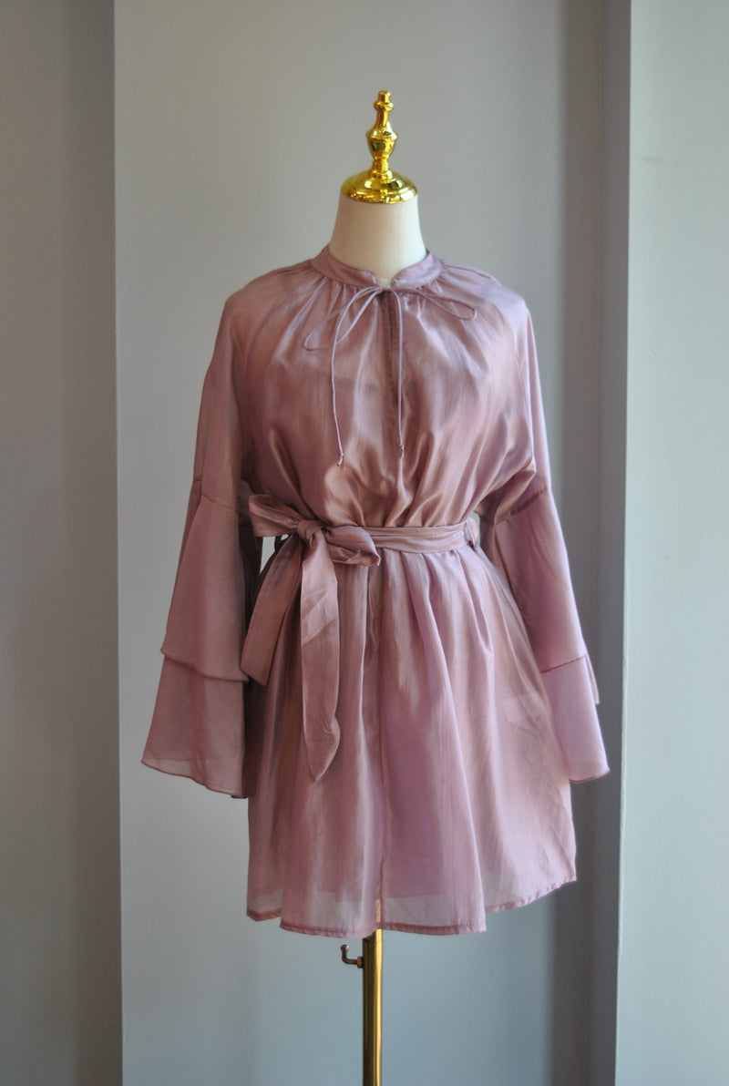 DUSTY PINK TUNIC DRESS WITH BELT
