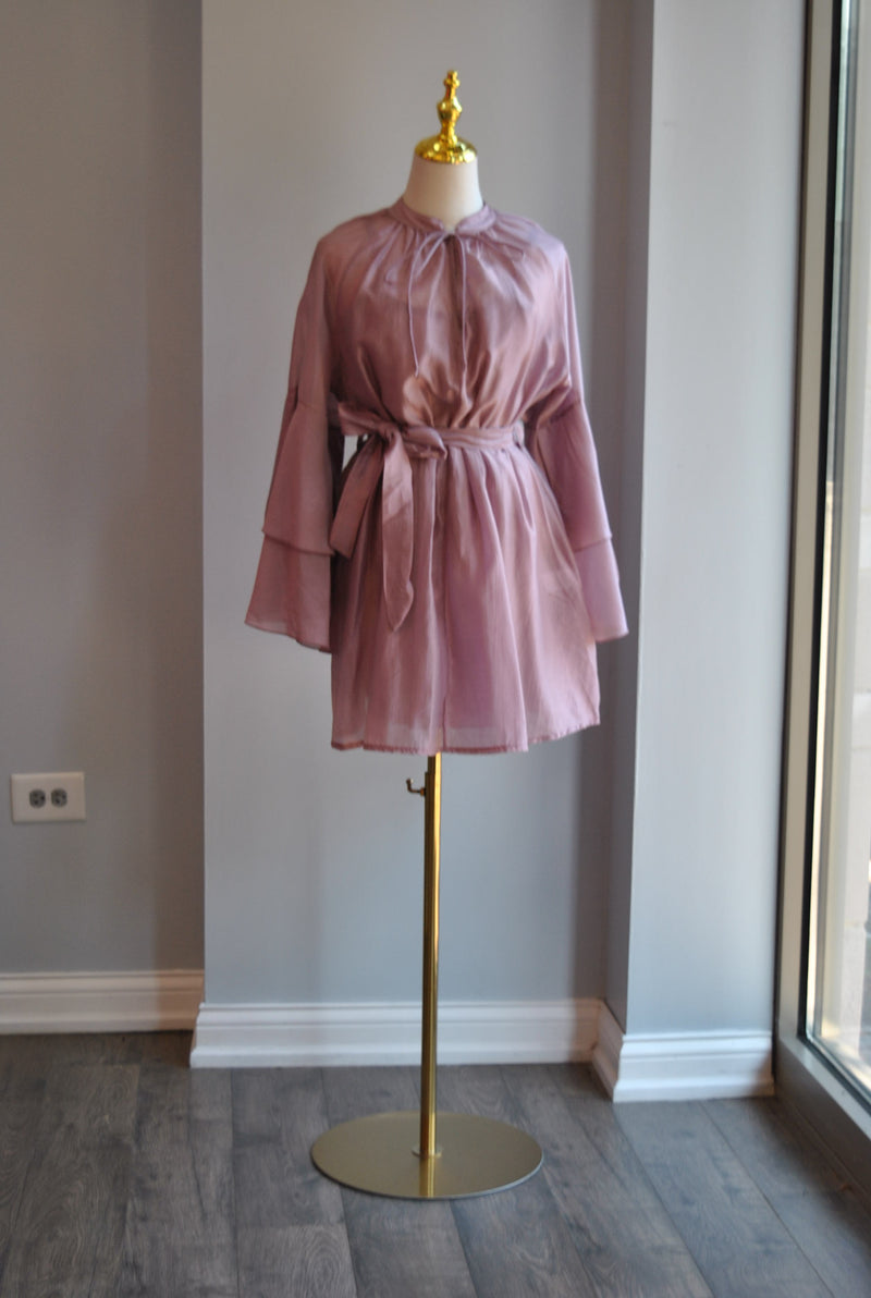 DUSTY PINK TUNIC DRESS WITH BELT
