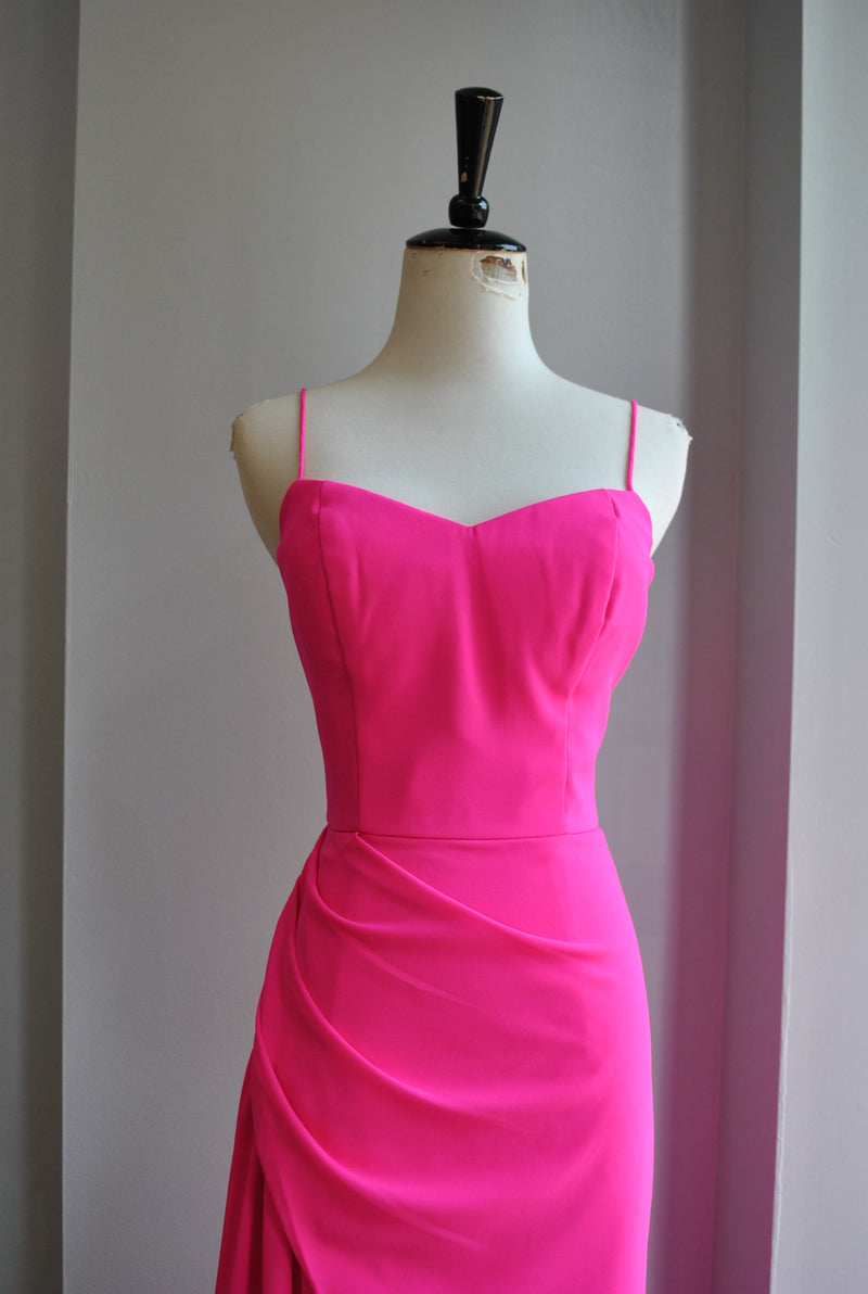 HOT PINK ASYMMETRIC DRESS