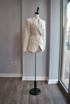 VANILLA TWEED SET OF A BLAZER AND SHORTS WITH PEARLS