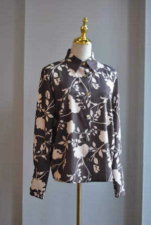 CHOCOLATE BROWN AND VANILLA SPRING BLOUSE
