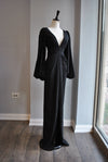 CLEARANCE - BLACK LONG EVENING GOWN WITH BELL SLEEVES