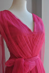 CLEARANCE - FUCHSIA PINK SHEER MIDI DRESS