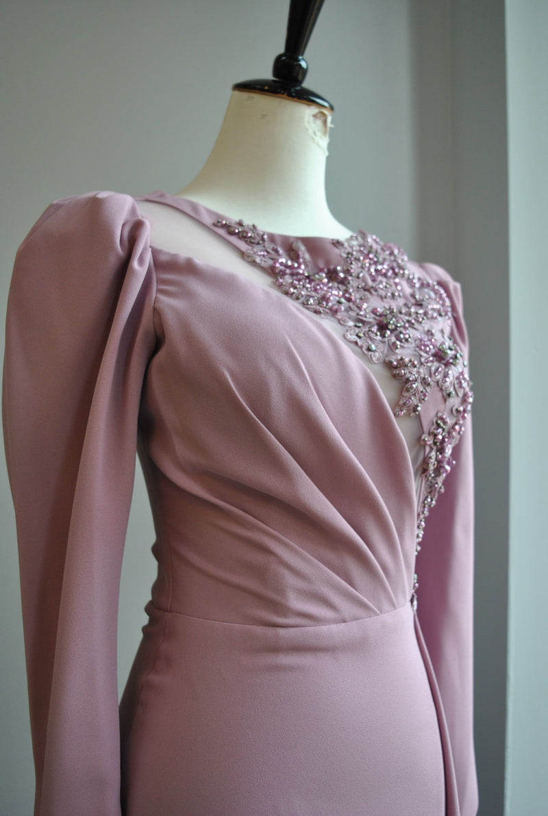 DUSTY PINK LONG EVENING GOWN