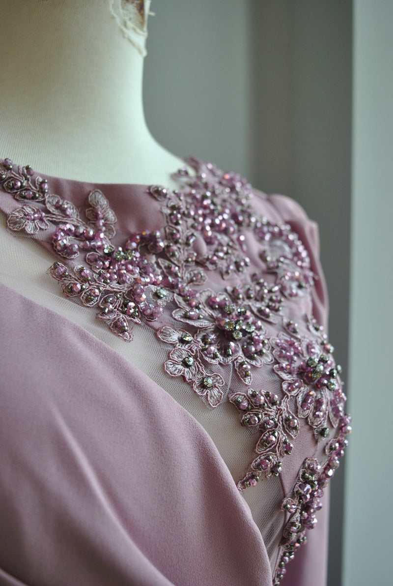 DUSTY PINK LONG EVENING GOWN