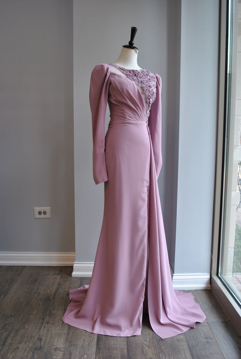 DUSTY PINK LONG EVENING GOWN
