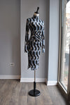 CLEARANCE - GREY MULTI FIT FALL DRESS WITH RUSHING