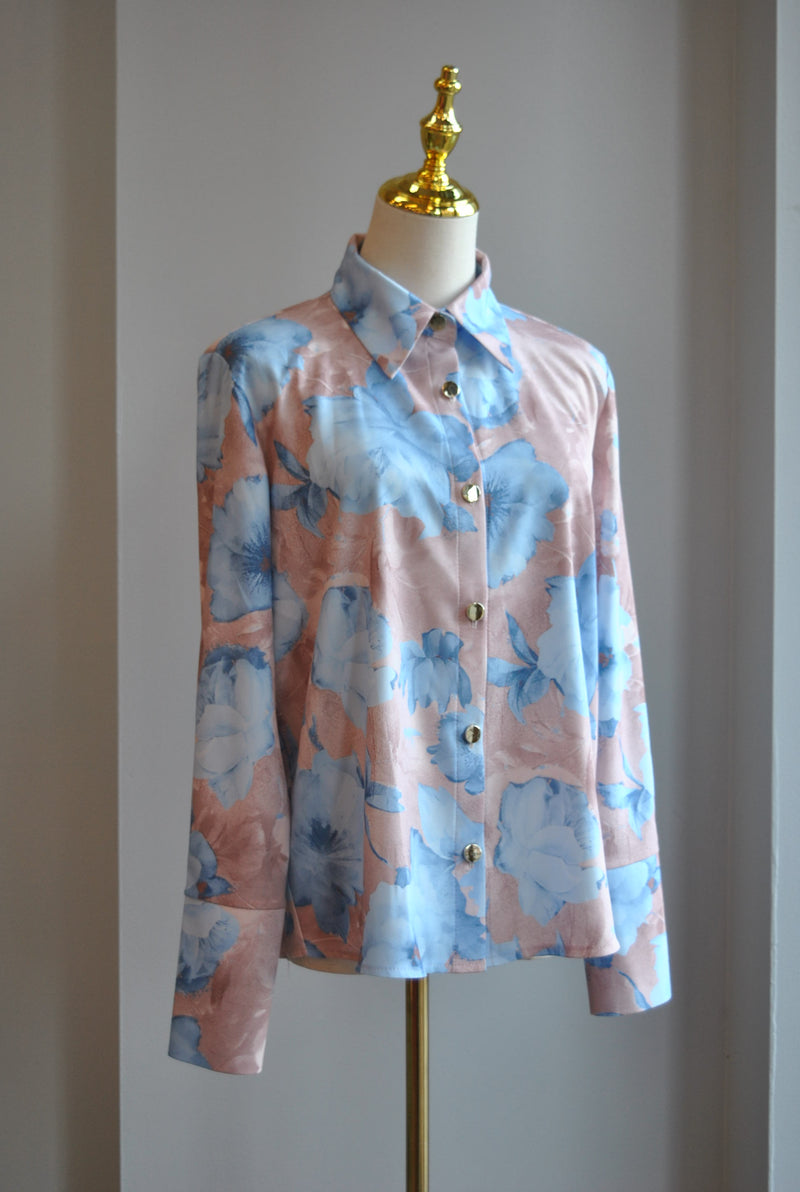 BLUE MULTI SPRING BLOUSE