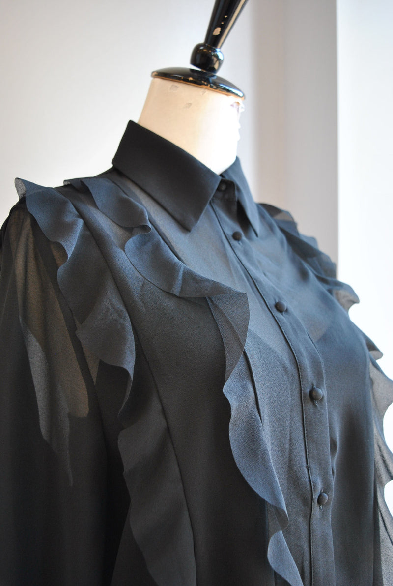 BLACK BLOUSE WITH RUFFLES