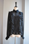 BLACK SILKY TOP WITH LACE