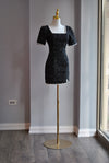 BLACK TWEED MINI DRESS WITH