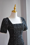 BLACK TWEED MINI DRESS WITH