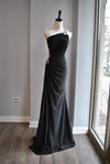 BLACK LONG EVENING GOWN WITH CRYSTALS