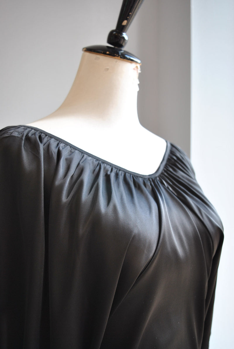 BLACK SILKY TOP WITH DOLMAN SLEEVES