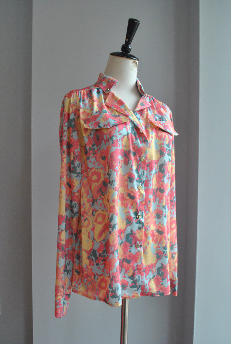 PINK MULTI SILKY BLOUSE
