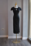 BLACK TWEED WITH SEQUIN MIDI DRESS