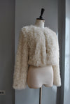 BONE COLOR FAUX FUR CROPPED JACKET