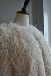 BONE COLOR FAUX FUR CROPPED JACKET