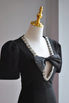 BLACK MINI PARTY DRESS WITH CRYSTALS