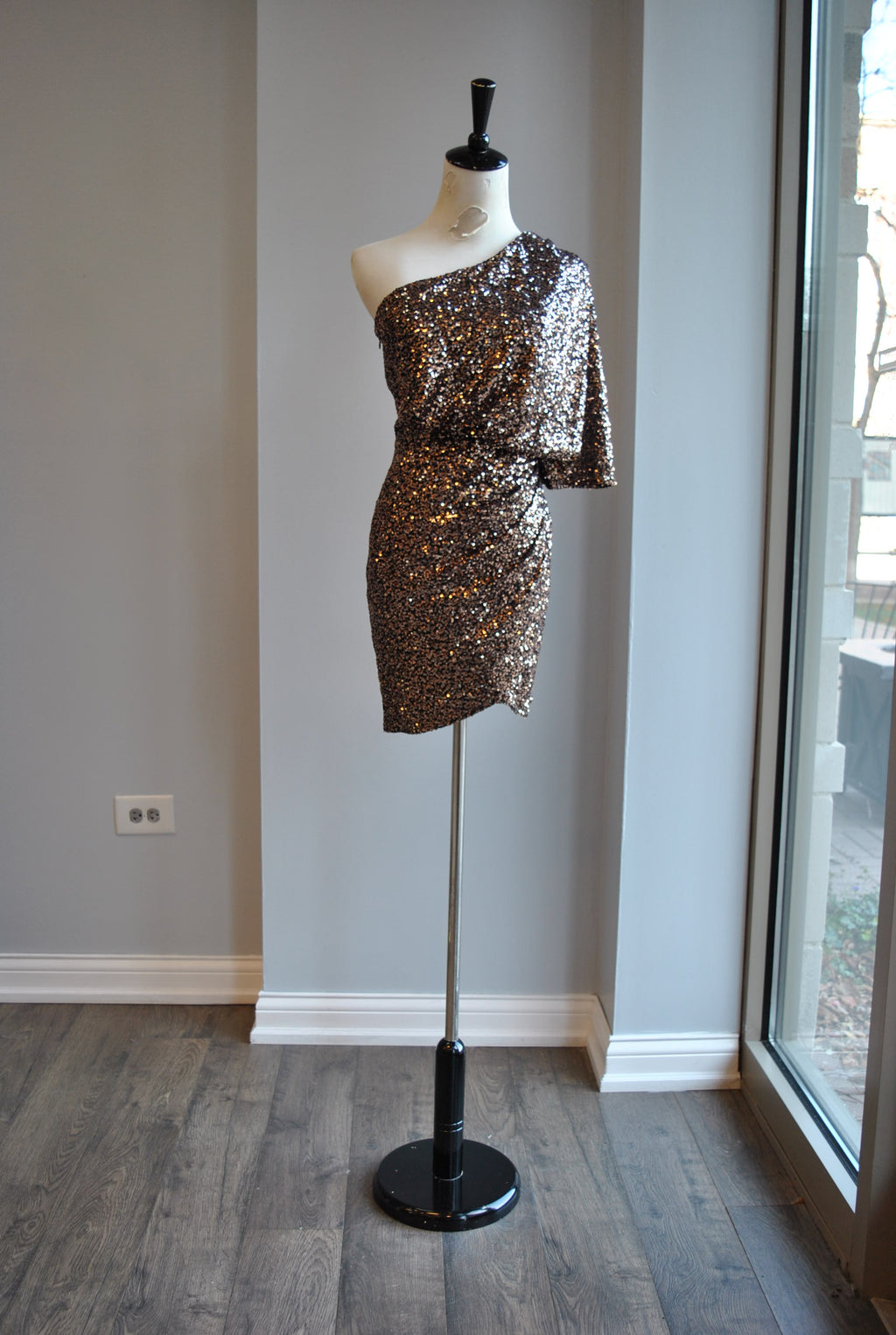 BRONZE SEQUIN MINI PARTY DRESS