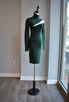 FOREST GREEN SWEATER DRESS WITH PEEK A BOO