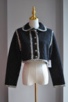 BLACK CROPPED FAUX LEATHER JACKET AND FUR