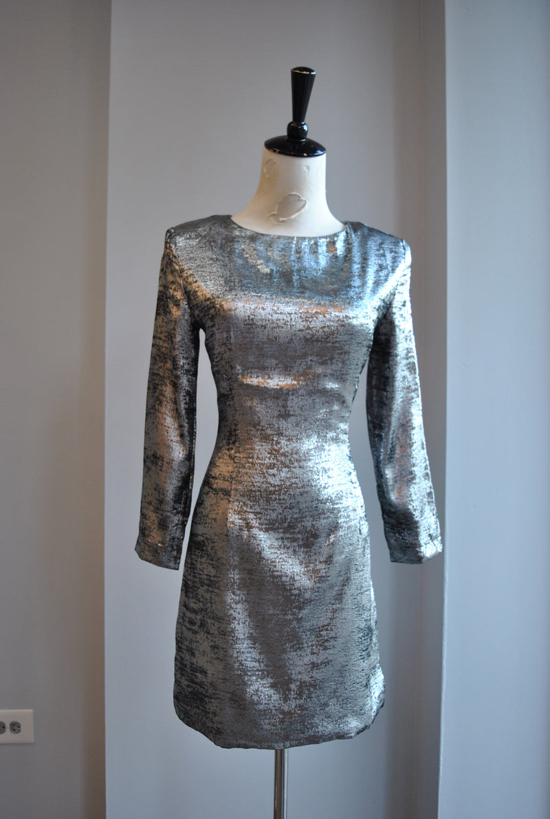 CLEARANCE - SILVER SIMPLE HOLIDAY MINI DRESS