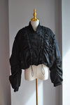 BLACK CROPPED FAUX LEATHER JACKET AND FUR