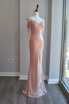 BLUSH PINK SEQUIN LONG EVENING GOWN