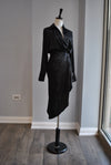 CLEARANCE - BLACK SILKY HIGH AND LOW DRESS