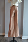 CARAMEL FAUX LEATHER SIDE POCKETS PANTS