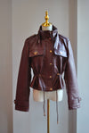 BLACK CROPPED FAUX LEATHER JACKET AND FUR