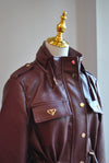 CHERRY RED FAUX LEATHER CROPPED JACKET