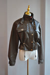 CHOCOLATE BROWN FAUX LEATHER JACKET