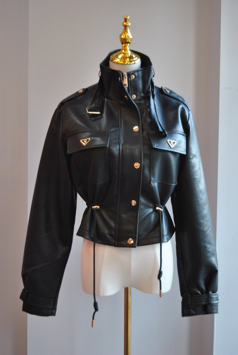 BLACK FAUX LEATHER JACKET