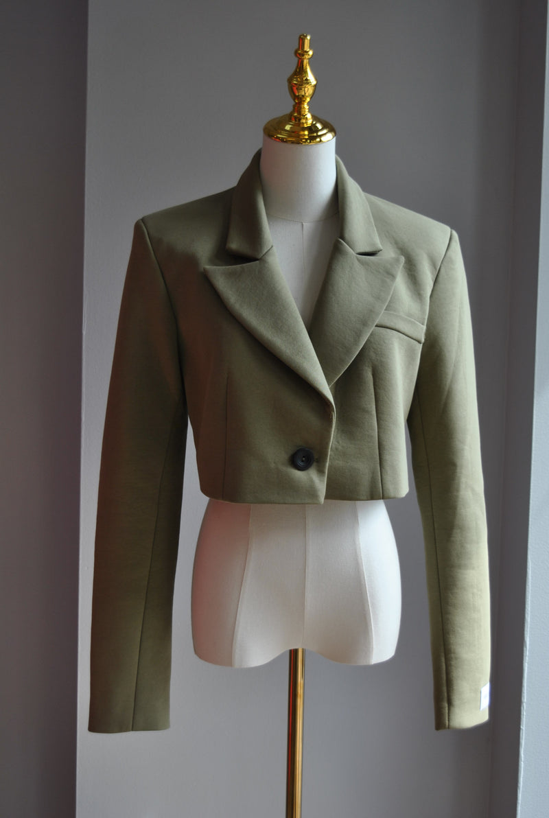 OLIVE GREEN CROPPED JACKET