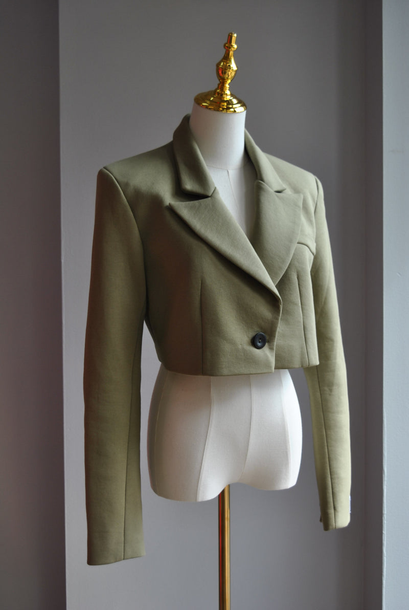 OLIVE GREEN CROPPED JACKET