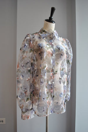 GREY FLOWERS BLOUSE
