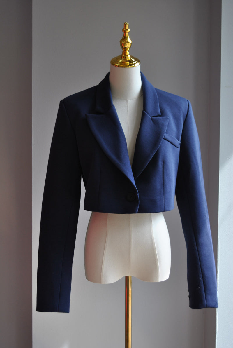 NAVY BLUE CROPPED JACKET