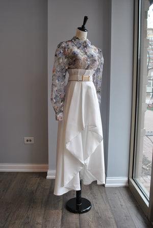GREY FLOWERS BLOUSE