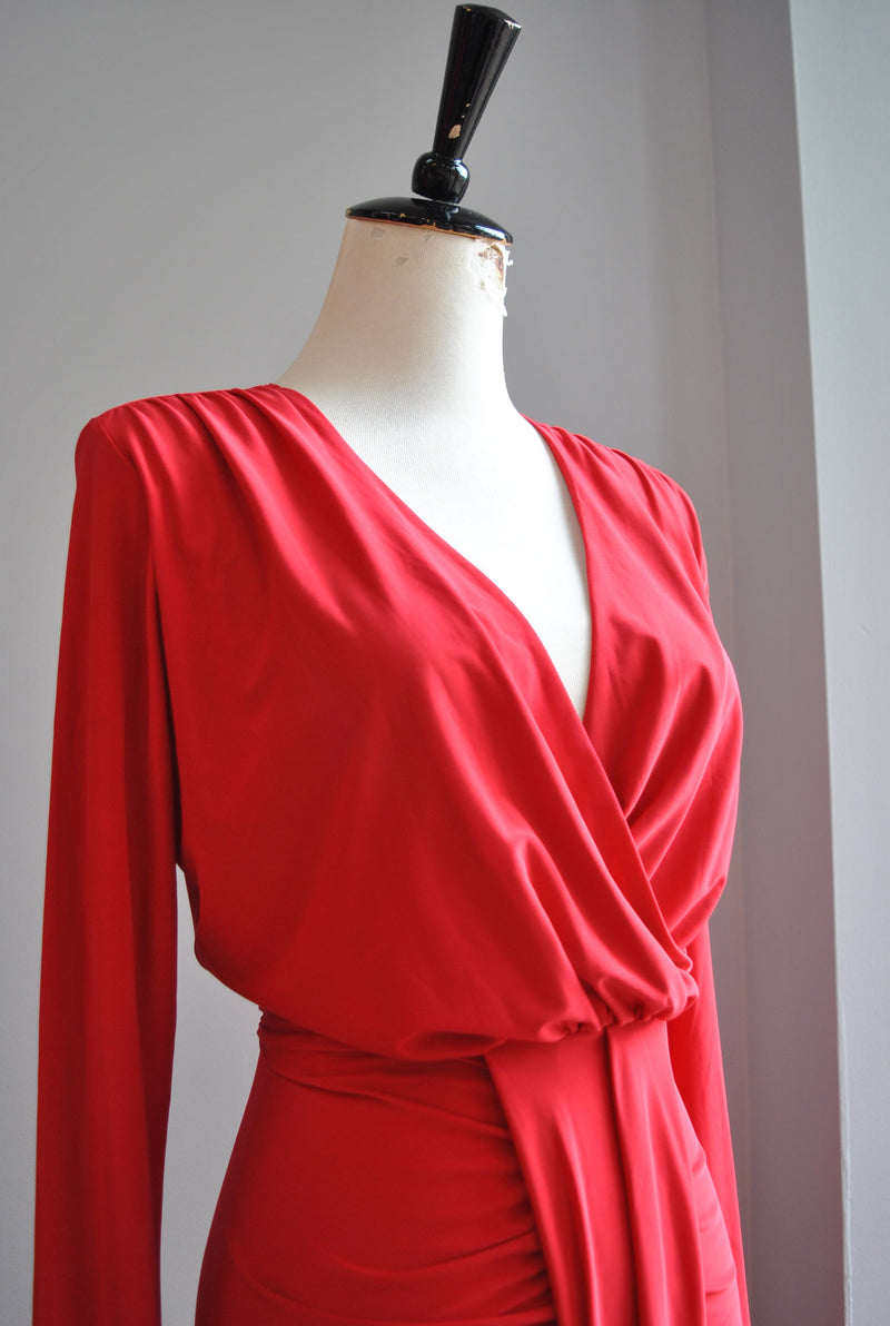 RED MIDI PARTY DRESS