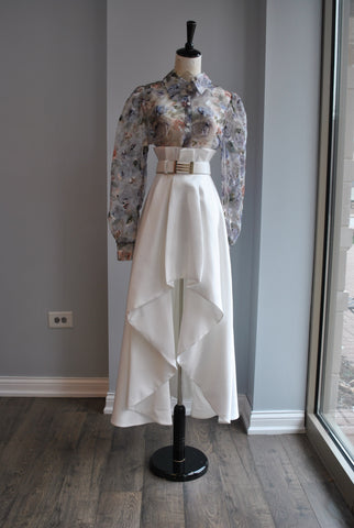 CLEARANCE - BEIGE HIGH WAISTED PANTS WITH OPEN FRONT