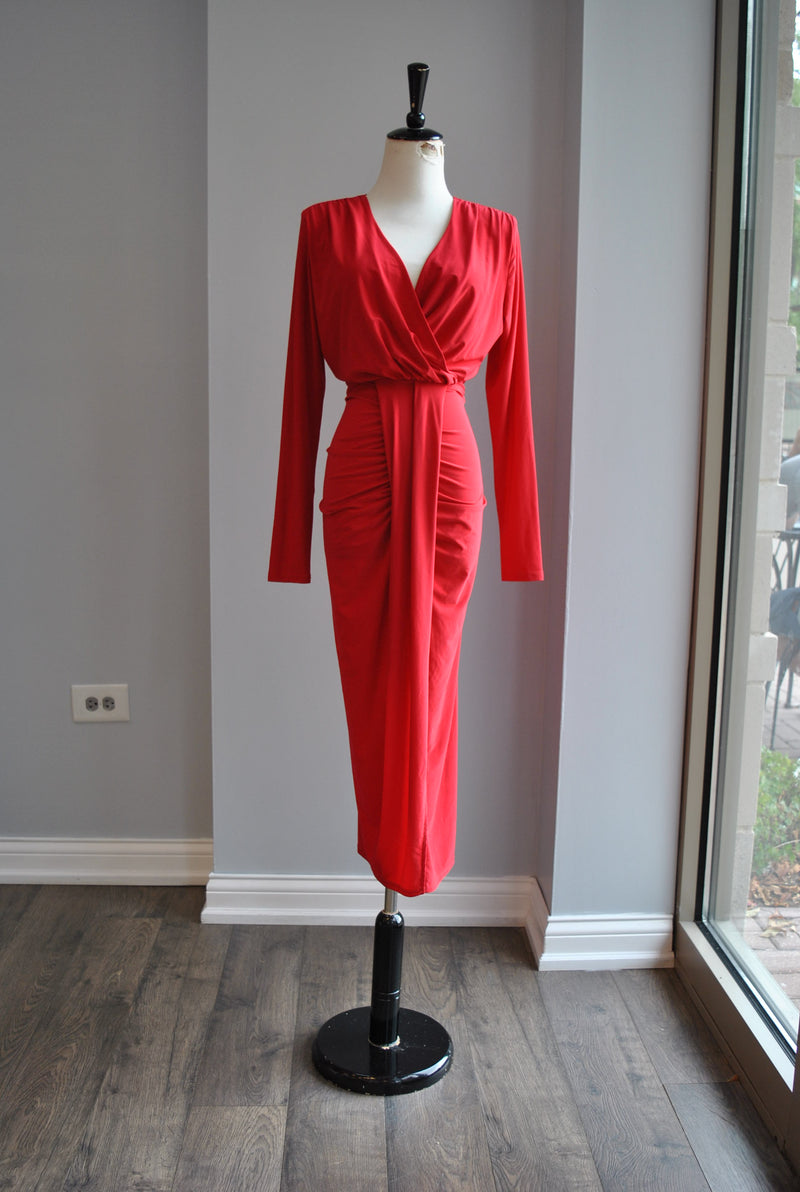 RED MIDI PARTY DRESS