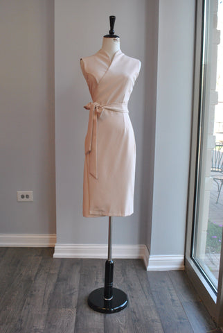 BLUSH PINK HIGH AND LOW DRESS WITH CRYSTAL BELT
