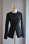 BLACK CROPPED FAUX LEATHER JACKET AND FUR